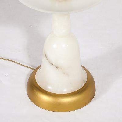Mid Century Modernist Sculptural Balustrade Form Table Lamp in Carrera Marble