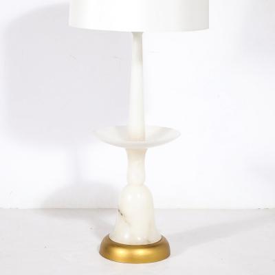 Mid Century Modernist Sculptural Balustrade Form Table Lamp in Carrera Marble
