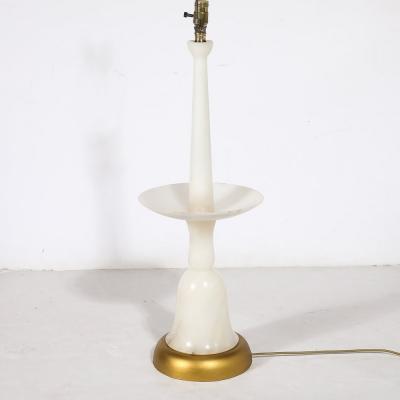 Mid Century Modernist Sculptural Balustrade Form Table Lamp in Carrera Marble