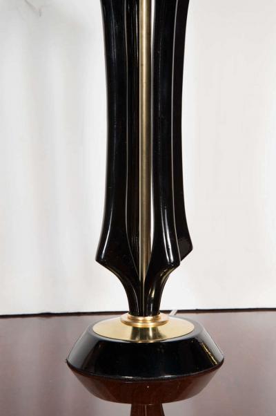 Mid Century Modernist Sculptural Lamp in Ebonized Walnut and Brass