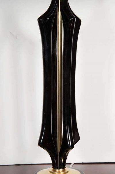 Mid Century Modernist Sculptural Lamp in Ebonized Walnut and Brass