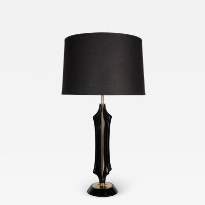 Mid Century Modernist Sculptural Lamp in Ebonized Walnut and Brass