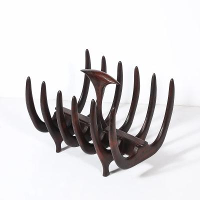 Mid Century Modernist Sculptural Osseous Form Magazine Stand in Rosewood