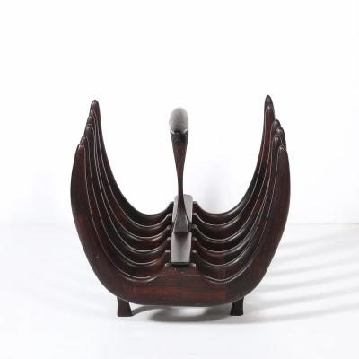 Mid Century Modernist Sculptural Osseous Form Magazine Stand in Rosewood