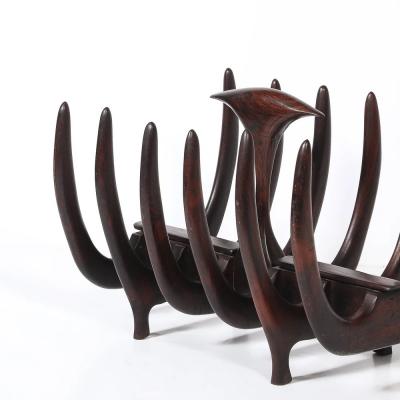 Mid Century Modernist Sculptural Osseous Form Magazine Stand in Rosewood