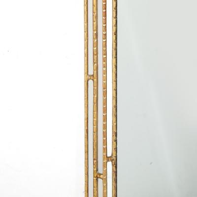 Mid Century Modernist Sectioned Angular Mirror with Ribbed Gilt Wood Border