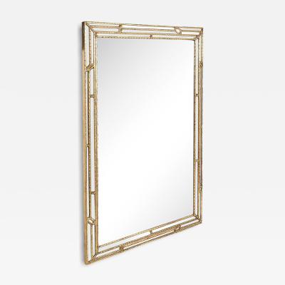 Mid Century Modernist Sectioned Angular Mirror with Ribbed Gilt Wood Border