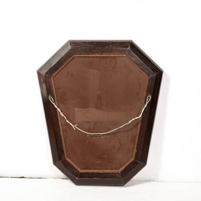 Mid Century Modernist Shadowbox Mirror with Reversed Etching in Smoked Rose