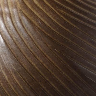 Mid Century Modernist Spiral Grooved Table Lamp in Burnt Umber Ceramic