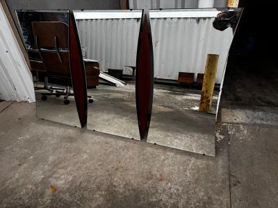 Mid Century Modernist Style Walnut Wall Hanging Mirror 65 x 40 