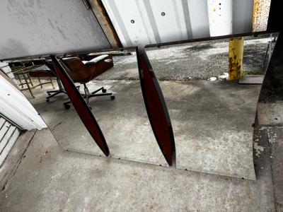 Mid Century Modernist Style Walnut Wall Hanging Mirror 65 x 40 