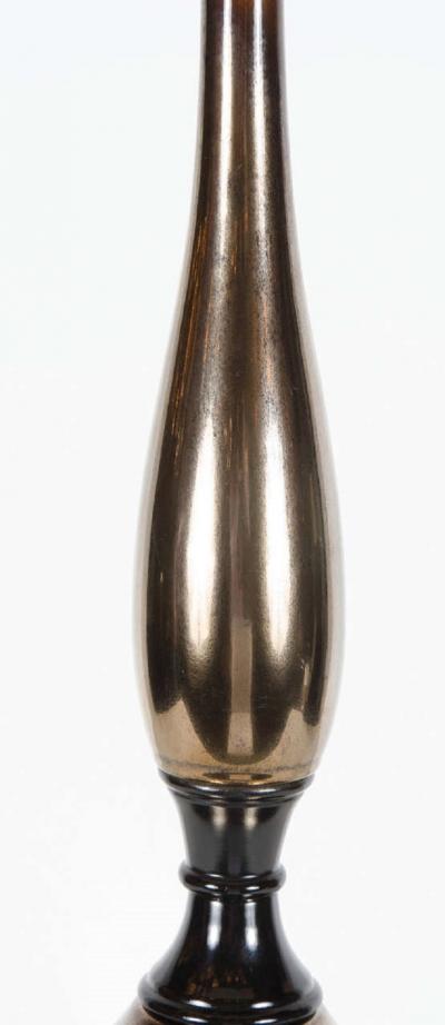 Mid Century Modernist Stylized Hourglass Form Table Lamp in Bronze Ceramic