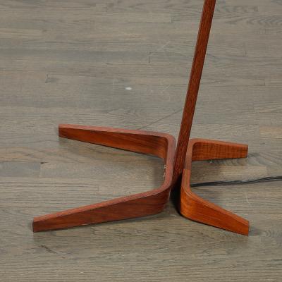 Mid Century Modernist Teak Bentwood Sculptural Floor Lamp with Diffuser