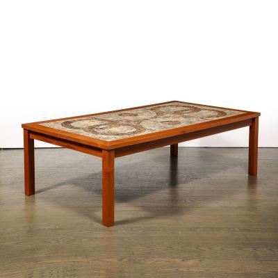 Mid Century Modernist Teak Ceramic Tile Topped Cocktail Table by Gangso Mobler