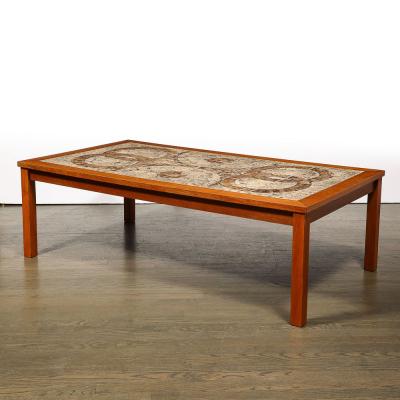 Mid Century Modernist Teak Ceramic Tile Topped Cocktail Table by Gangso Mobler