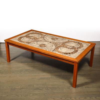 Mid Century Modernist Teak Ceramic Tile Topped Cocktail Table by Gangso Mobler