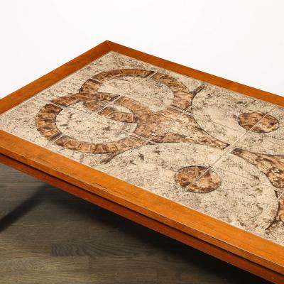 Mid Century Modernist Teak Ceramic Tile Topped Cocktail Table by Gangso Mobler