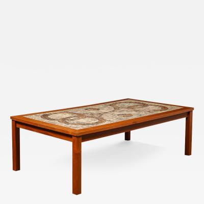 Mid Century Modernist Teak Ceramic Tile Topped Cocktail Table by Gangso Mobler