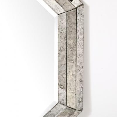 Mid Century Modernist Tessellated Octagonal Smoked Antiqued Mirror Border