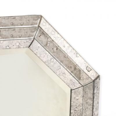 Mid Century Modernist Tessellated Octagonal Smoked Antiqued Mirror Border