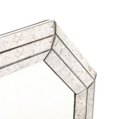 Mid Century Modernist Tessellated Octagonal Smoked Antiqued Mirror Border