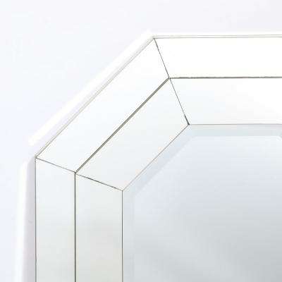Mid Century Modernist Three tier Octagonal Paneled Mirror w Beveled Detailing