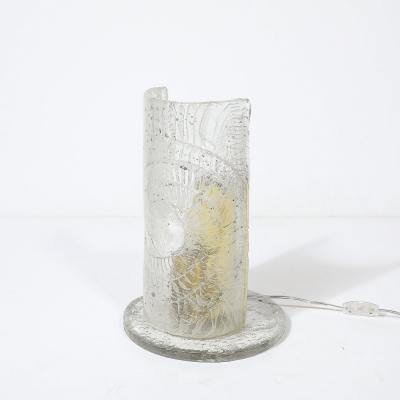 Mid Century Modernist Translucent Murano Glass Uplight W Textured Spiral