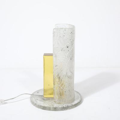 Mid Century Modernist Translucent Murano Glass Uplight W Textured Spiral