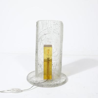 Mid Century Modernist Translucent Murano Glass Uplight W Textured Spiral