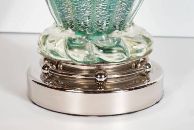 Mid Century Modernist Turquoise Murano Glass Table Lamp with Nickel Fittings