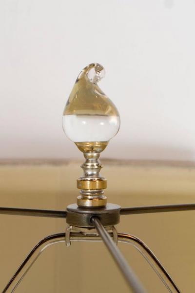Mid Century Modernist Turquoise Murano Glass Table Lamp with Nickel Fittings