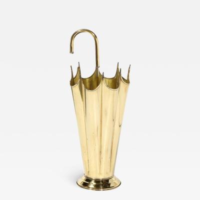 Mid Century Modernist Umbrella Stand in Sculptural Polished Brass