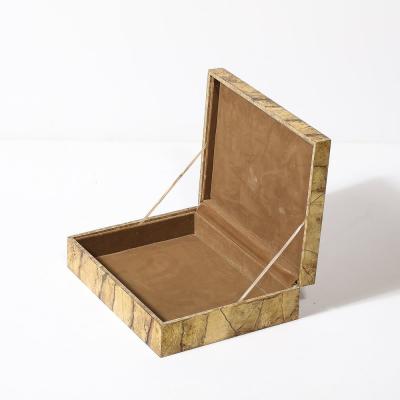 Mid Century Modernist Vellum Hued Textural Box Signed Allessandro 