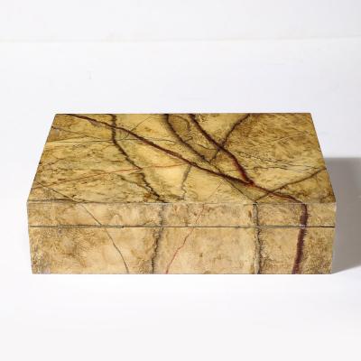 Mid Century Modernist Vellum Hued Textural Box Signed Allessandro 