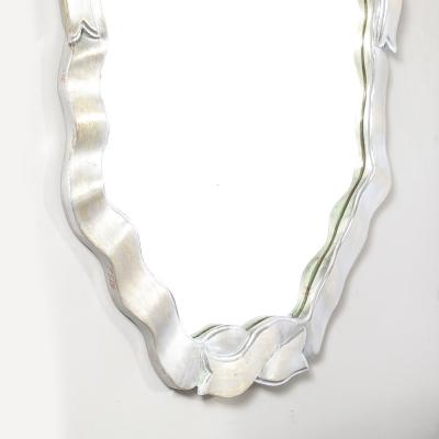 Mid Century Modernist White Giltwood Ribbon Mirror