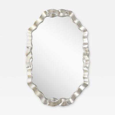 Mid Century Modernist White Giltwood Ribbon Mirror