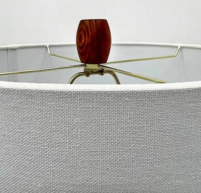 Mid Century Modernist Wood Table Lamps with New Shades Pair