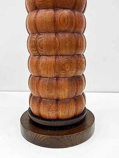 Mid Century Modernist Wood Table Lamps with New Shades Pair