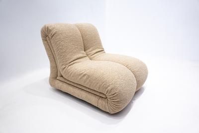 Mid Century Modular Cream Fabric Sofa in the Style of Claudio Vagnoni