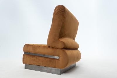 Mid Century Modular Sofa in Brown Velvet