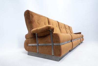 Mid Century Modular Sofa in Brown Velvet