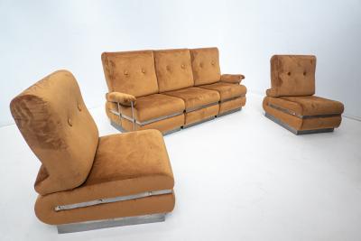 Mid Century Modular Sofa in Brown Velvet