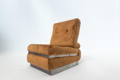 Mid Century Modular Sofa in Brown Velvet
