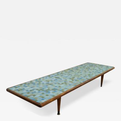 Mid Century Mosaic Tile Top Low Coffee Table