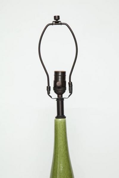 Mid Century Moss Green Ceramic Lamps