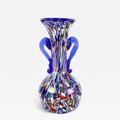 Mid Century Multicolor Murano Glass Vase by Fratelli Toso Italy circa 1940 50