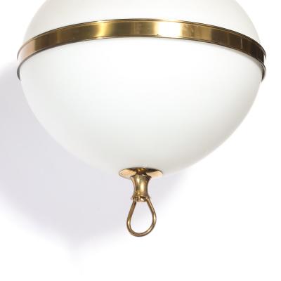 Mid Century Murano Glass Brass Banded Detailed Pendant Chandelier