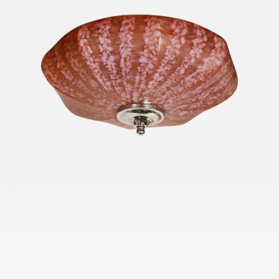 Mid Century Murano Glass Pendant Chandelier in Sakura Pink and Muted Crimson