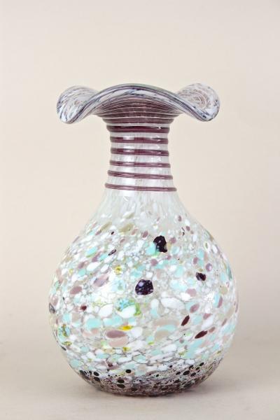 Mid Century Murano Glass Vase Multicolored Italy circa 1950