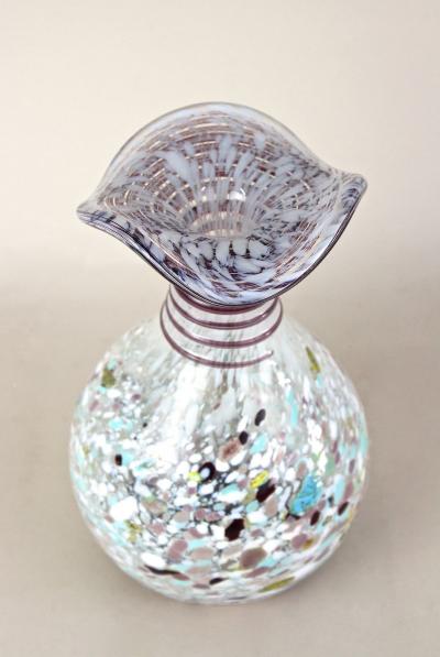 Mid Century Murano Glass Vase Multicolored Italy circa 1950
